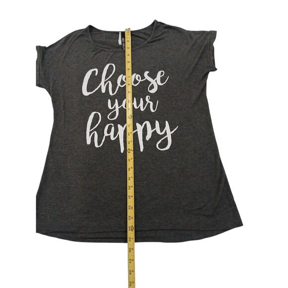 Glam T-SHIRT Women's Size M GRAY White Letters Barbiecore Boho Choose Your Happy - Picture 5 of 8
